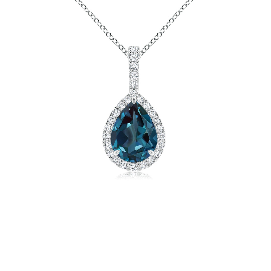 8x6mm Labgrown Lab-Grown Alexandrite Teardrop Pendant with Diamond Halo in White Gold 