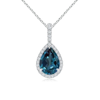 9x6mm Labgrown Lab-Grown Alexandrite Teardrop Pendant with Diamond Halo in White Gold