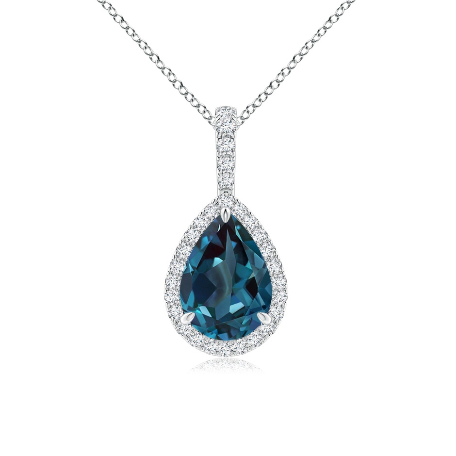 9x6mm Labgrown Lab-Grown Alexandrite Teardrop Pendant with Diamond Halo in White Gold 