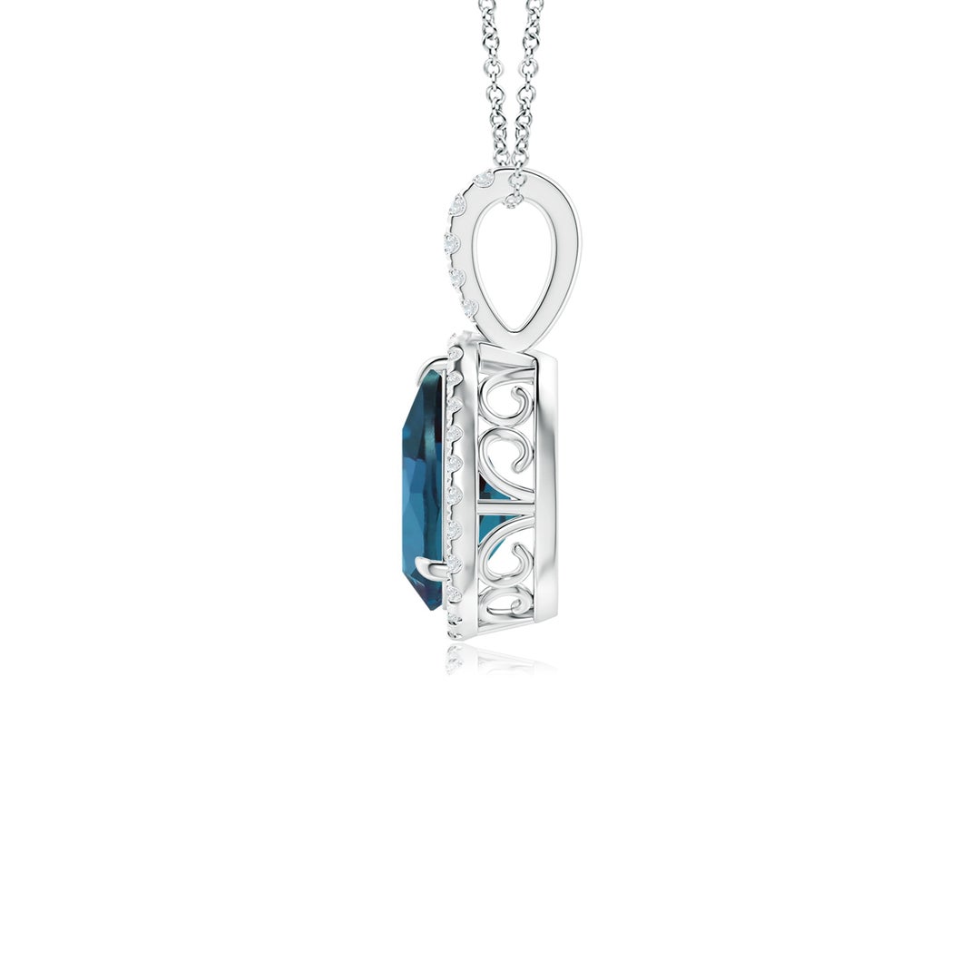 9x6mm Labgrown Lab-Grown Alexandrite Teardrop Pendant with Diamond Halo in White Gold - side 3