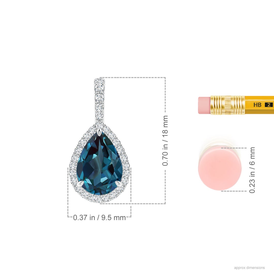 9x6mm Labgrown Lab-Grown Alexandrite Teardrop Pendant with Diamond Halo in White Gold - ruler