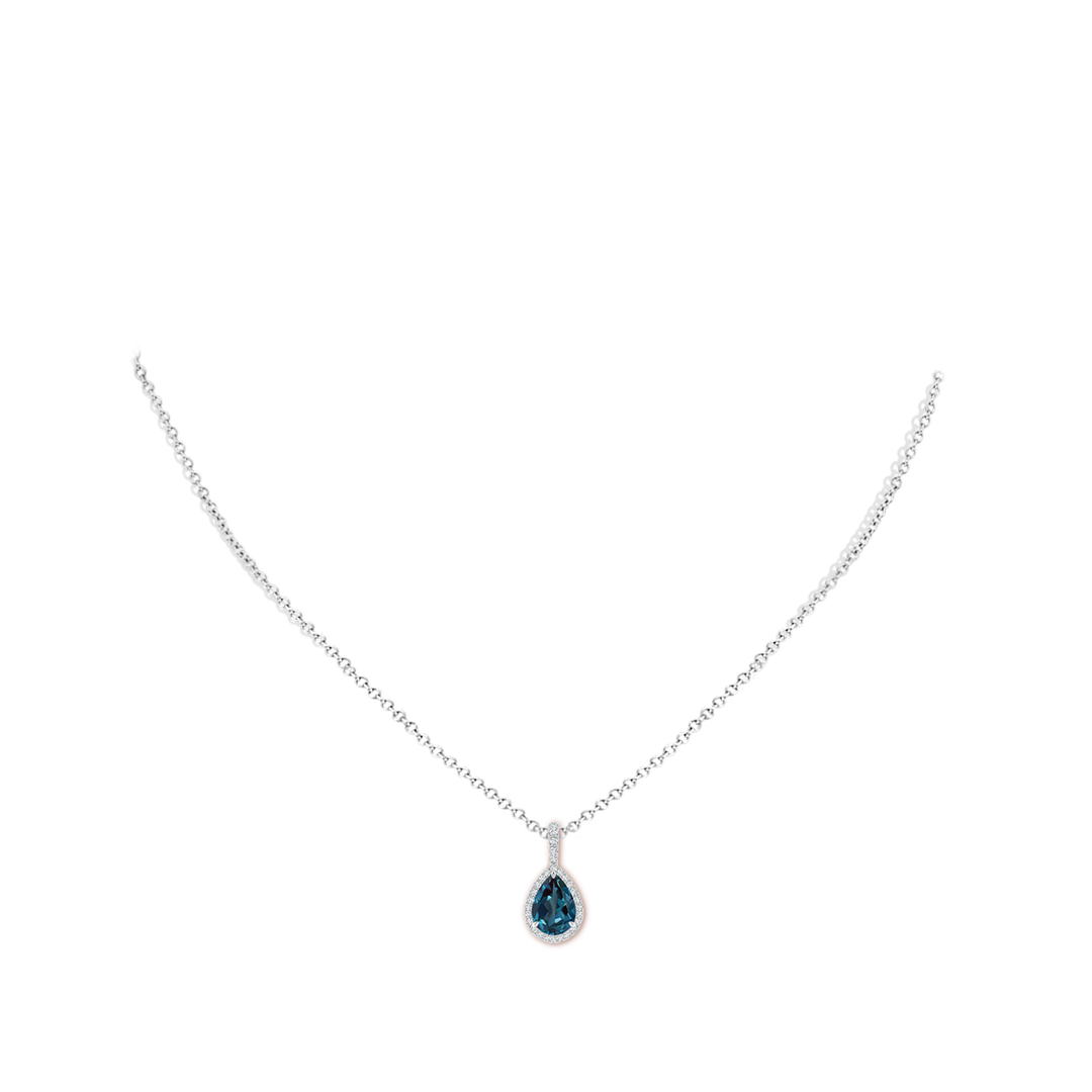 9x6mm Labgrown Lab-Grown Alexandrite Teardrop Pendant with Diamond Halo in White Gold - body_neck
