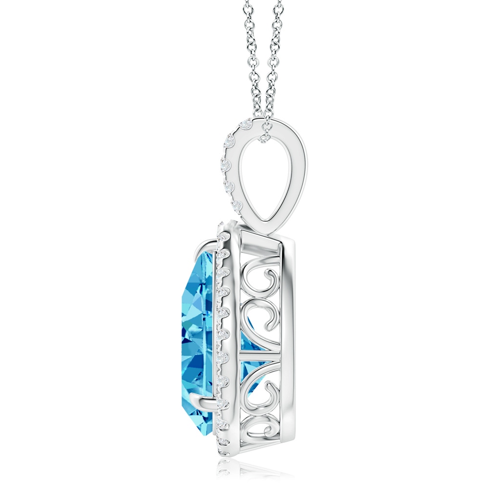 12x8mm Labgrown Lab-Grown Fancy Intense Blue Diamond Teardrop Pendant with Halo in White Gold - side 199