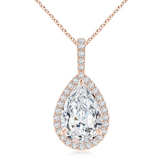 12x8mm FGVS Lab-Grown Diamond Teardrop Pendant with Halo in 10K Rose Gold