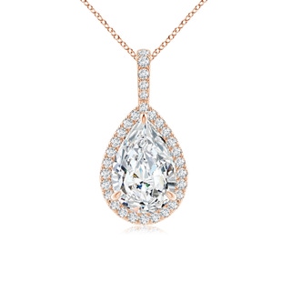 12x8mm FGVS Lab-Grown Diamond Teardrop Pendant with Halo in 9K Rose Gold