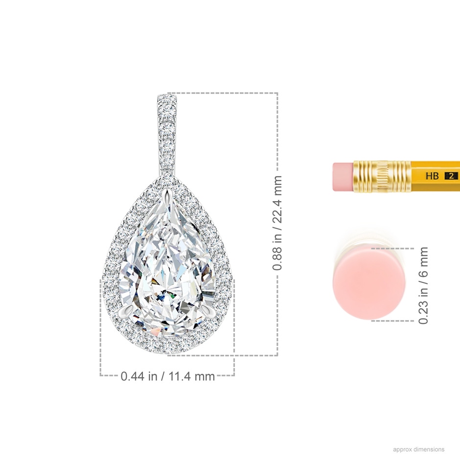 12x8mm FGVS Lab-Grown Diamond Teardrop Pendant with Halo in P950 Platinum ruler