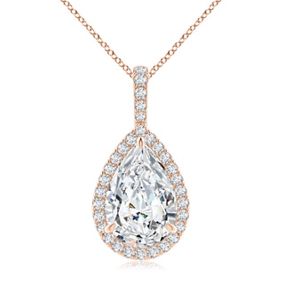 12x8mm FGVS Lab-Grown Diamond Teardrop Pendant with Halo in Rose Gold