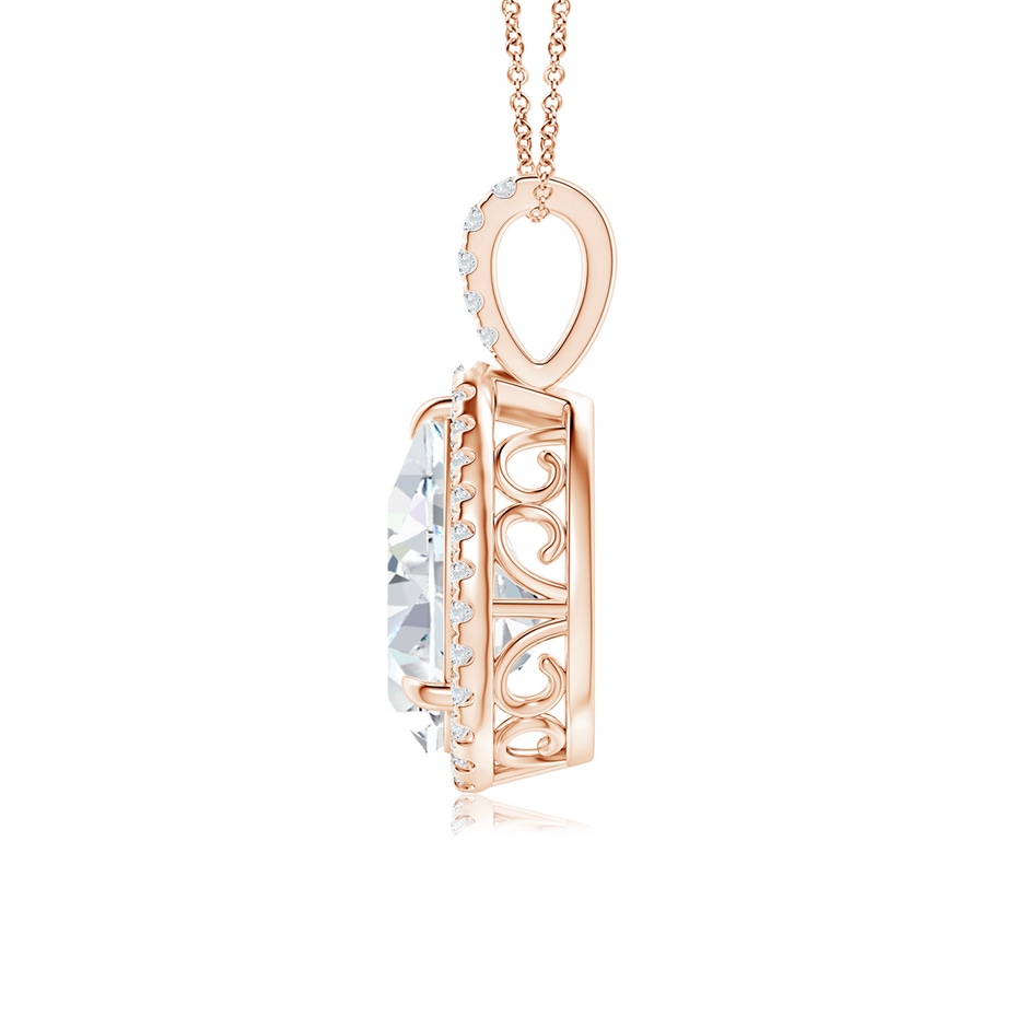 12x8mm FGVS Lab-Grown Diamond Teardrop Pendant with Halo in Rose Gold side 199