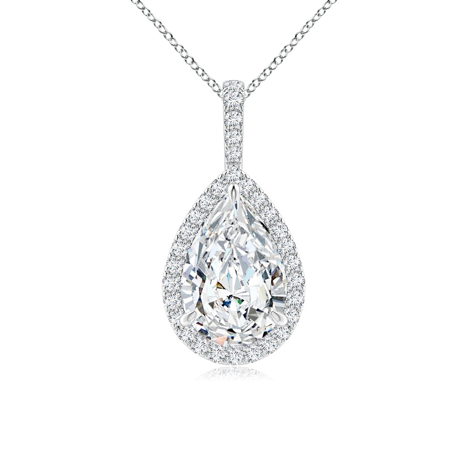 12x8mm FGVS Lab-Grown Diamond Teardrop Pendant with Halo in S999 Silver 