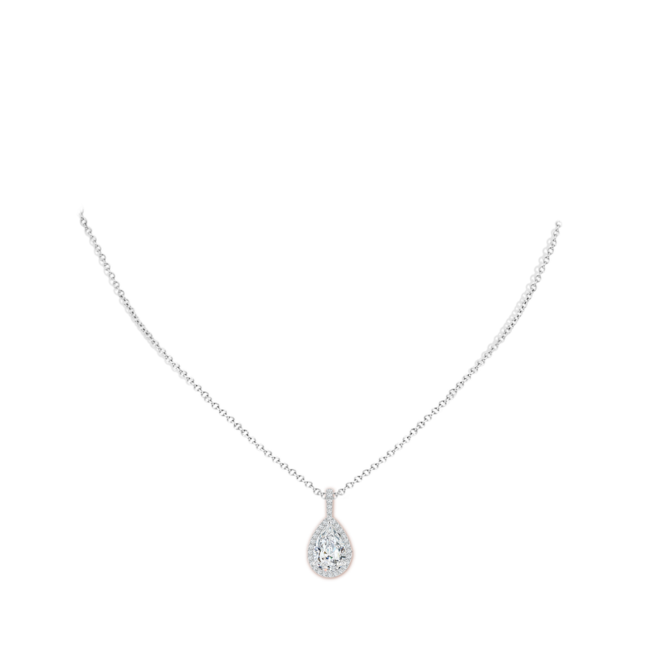 12x8mm FGVS Lab-Grown Diamond Teardrop Pendant with Halo in S999 Silver pen