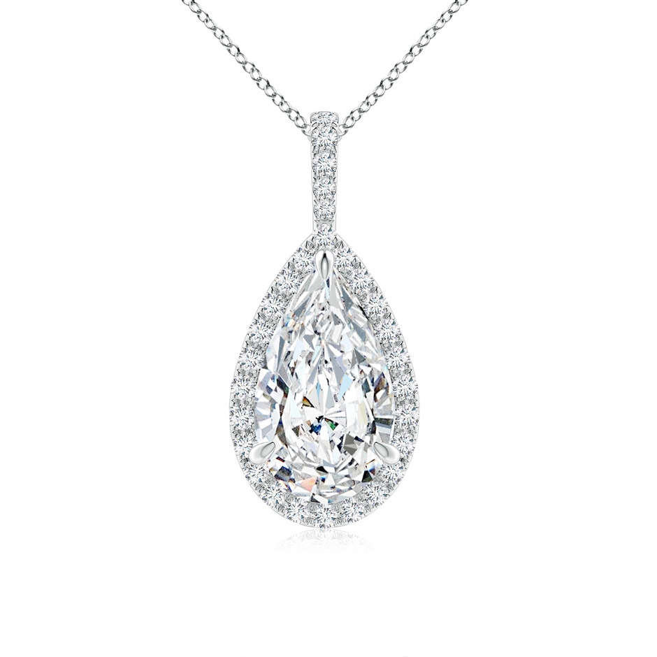 14x8mm FGVS Lab-Grown Diamond Teardrop Pendant with Halo in P950 Platinum 