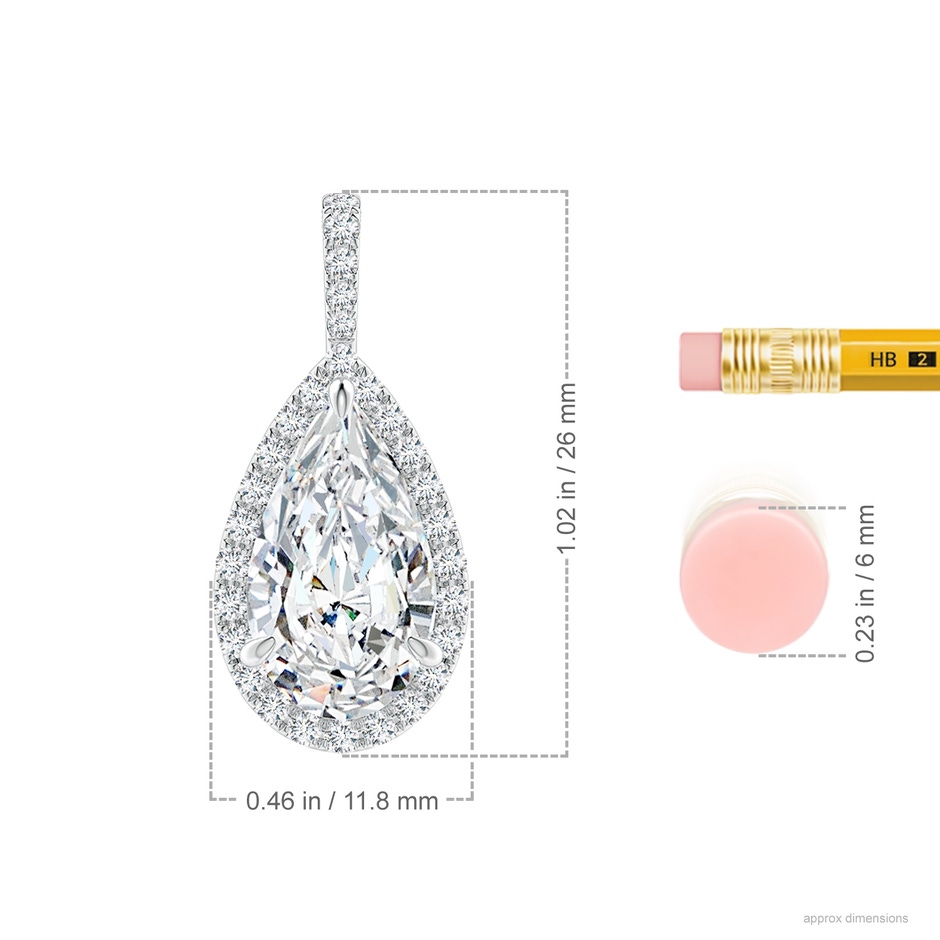 14x8mm FGVS Lab-Grown Diamond Teardrop Pendant with Halo in P950 Platinum ruler