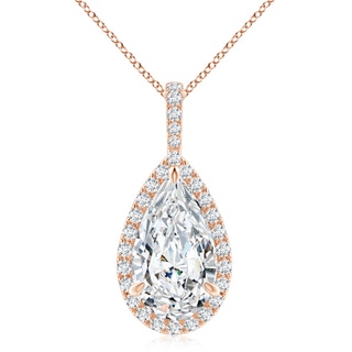 14x8mm FGVS Lab-Grown Diamond Teardrop Pendant with Halo in Rose Gold