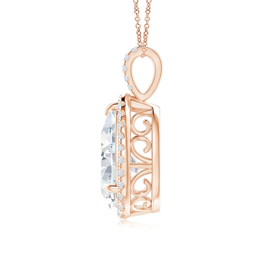 14x8mm FGVS Lab-Grown Diamond Teardrop Pendant with Halo in Rose Gold side 199
