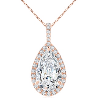 15x9mm FGVS Lab-Grown Diamond Teardrop Pendant with Halo in 18K Rose Gold