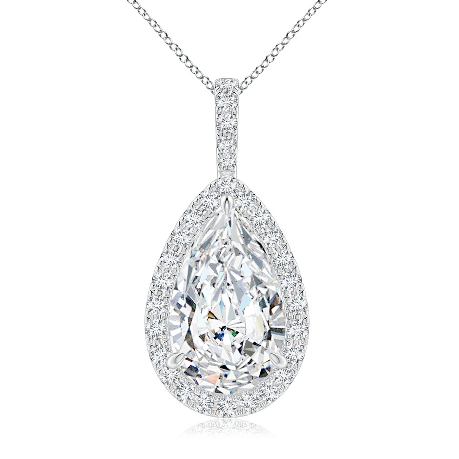 15x9mm FGVS Lab-Grown Diamond Teardrop Pendant with Halo in P950 Platinum 