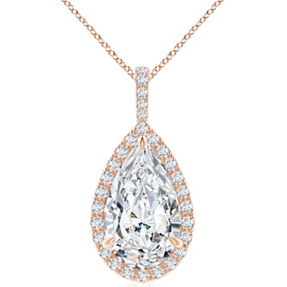 15x9mm FGVS Lab-Grown Diamond Teardrop Pendant with Halo in Rose Gold