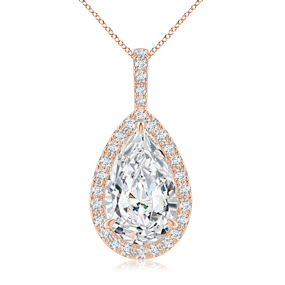 15x9mm FGVS Lab-Grown Diamond Teardrop Pendant with Halo in Rose Gold 