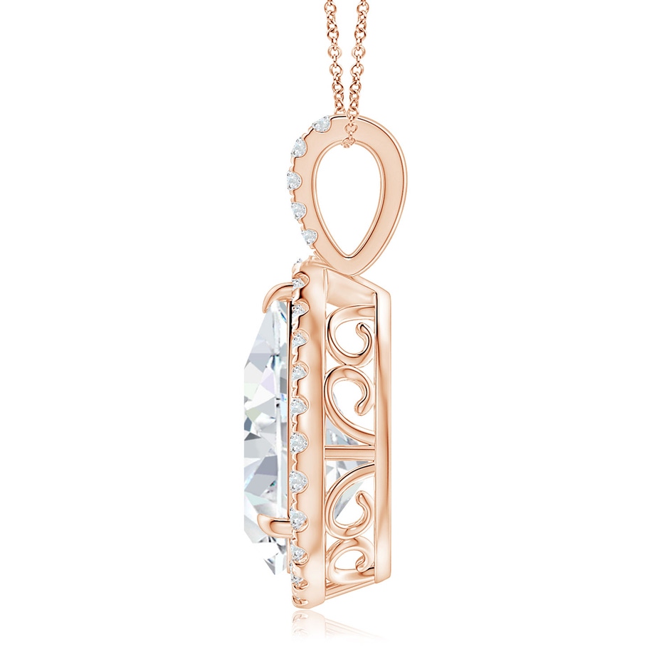 15x9mm FGVS Lab-Grown Diamond Teardrop Pendant with Halo in Rose Gold side 199