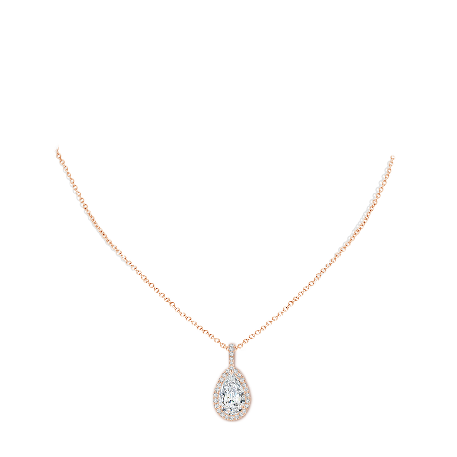 15x9mm FGVS Lab-Grown Diamond Teardrop Pendant with Halo in Rose Gold pen