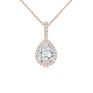 7x5mm FGVS Lab-Grown Diamond Teardrop Pendant with Halo in 9K Rose Gold