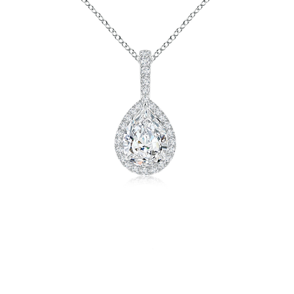 7x5mm FGVS Lab-Grown Diamond Teardrop Pendant with Halo in P950 Platinum 