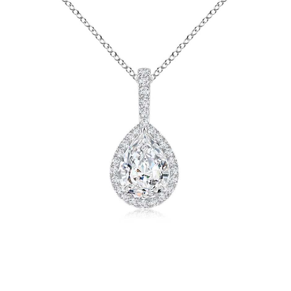 7x5mm FGVS Lab-Grown Diamond Teardrop Pendant with Halo in S999 Silver 