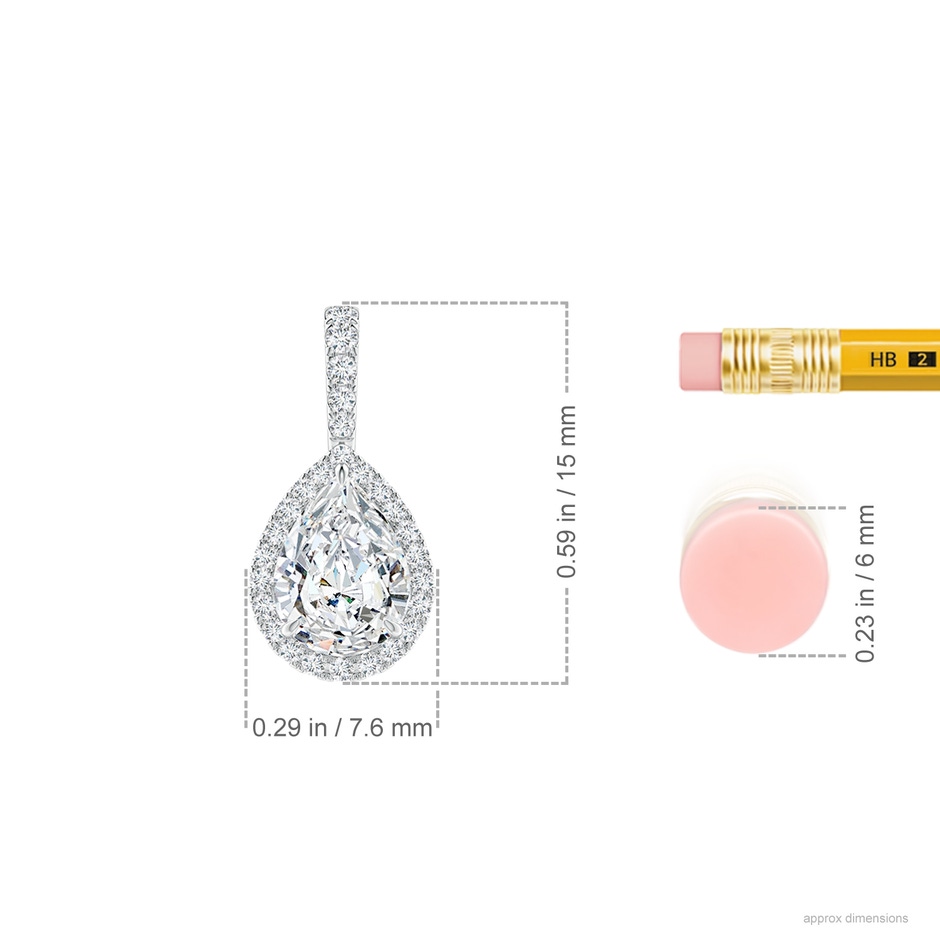7x5mm FGVS Lab-Grown Diamond Teardrop Pendant with Halo in S999 Silver ruler