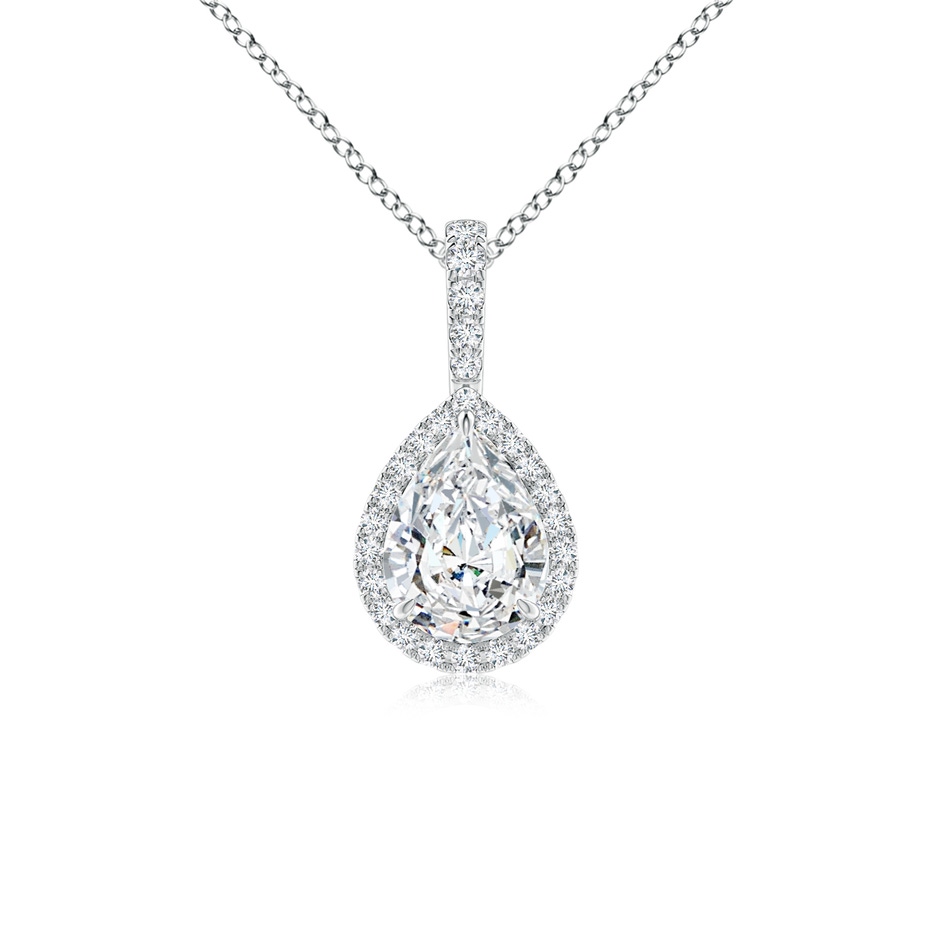 7x5mm FGVS Lab-Grown Diamond Teardrop Pendant with Halo in White Gold 