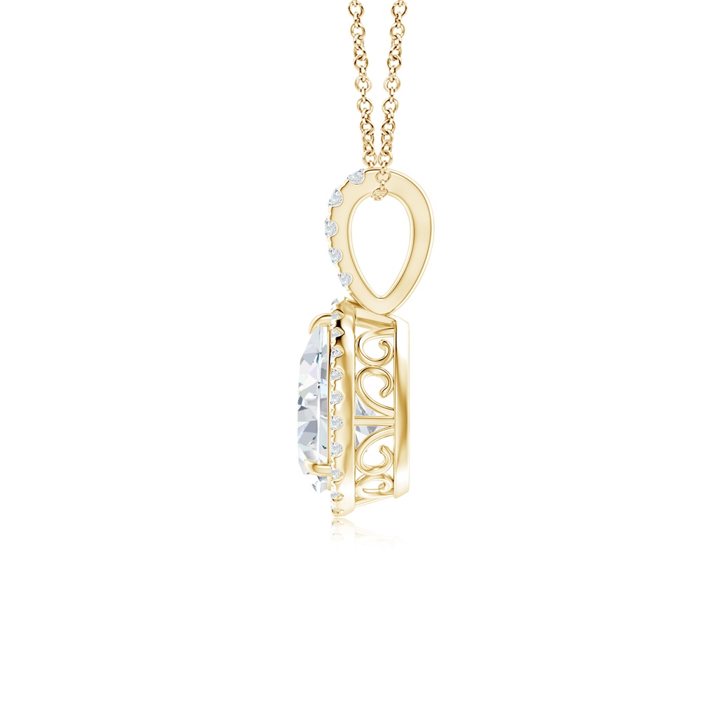 7x5mm FGVS Lab-Grown Diamond Teardrop Pendant with Halo in Yellow Gold - side 199