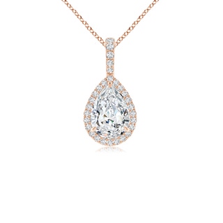 9x6mm FGVS Lab-Grown Diamond Teardrop Pendant with Halo in 10K Rose Gold