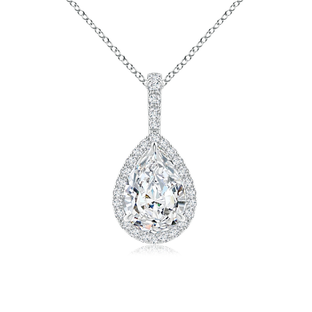 9x6mm FGVS Lab-Grown Diamond Teardrop Pendant with Halo in P950 Platinum
