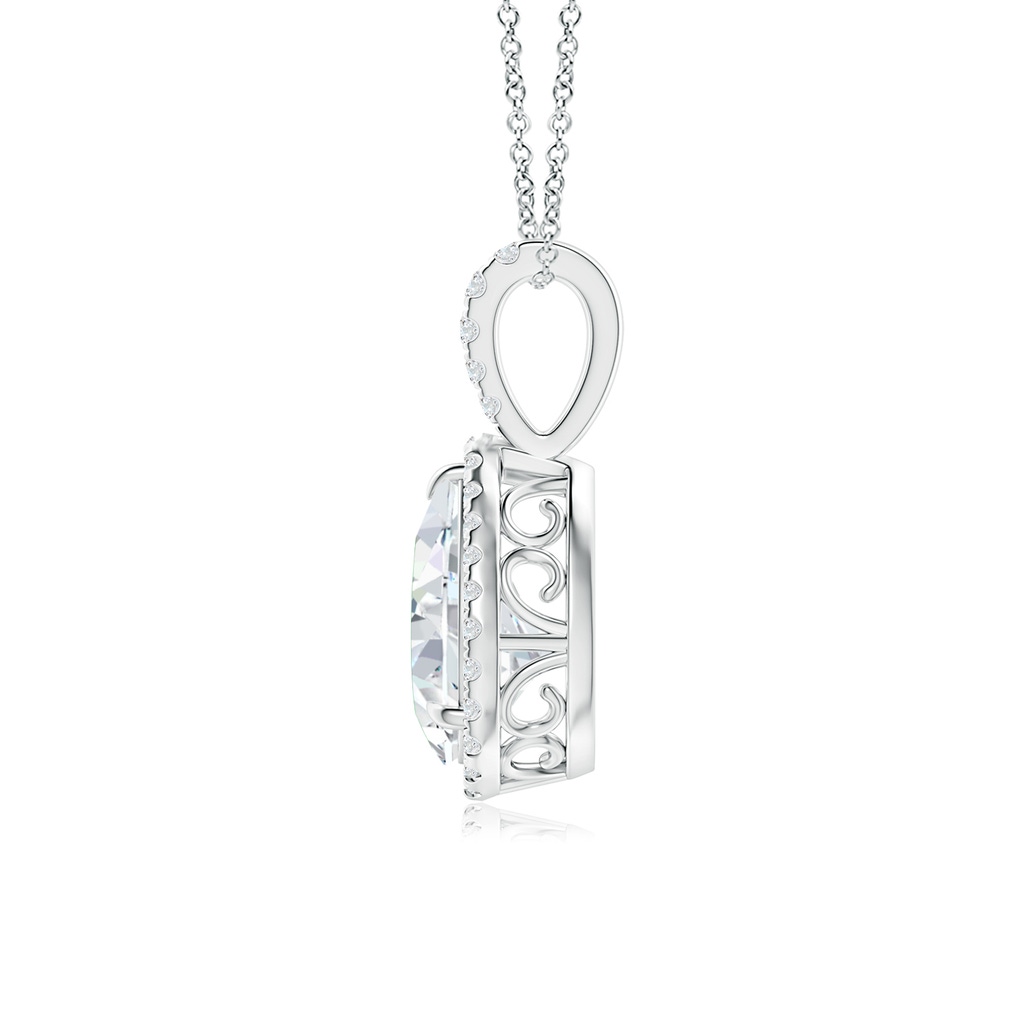 9x6mm FGVS Lab-Grown Diamond Teardrop Pendant with Halo in P950 Platinum - side 199