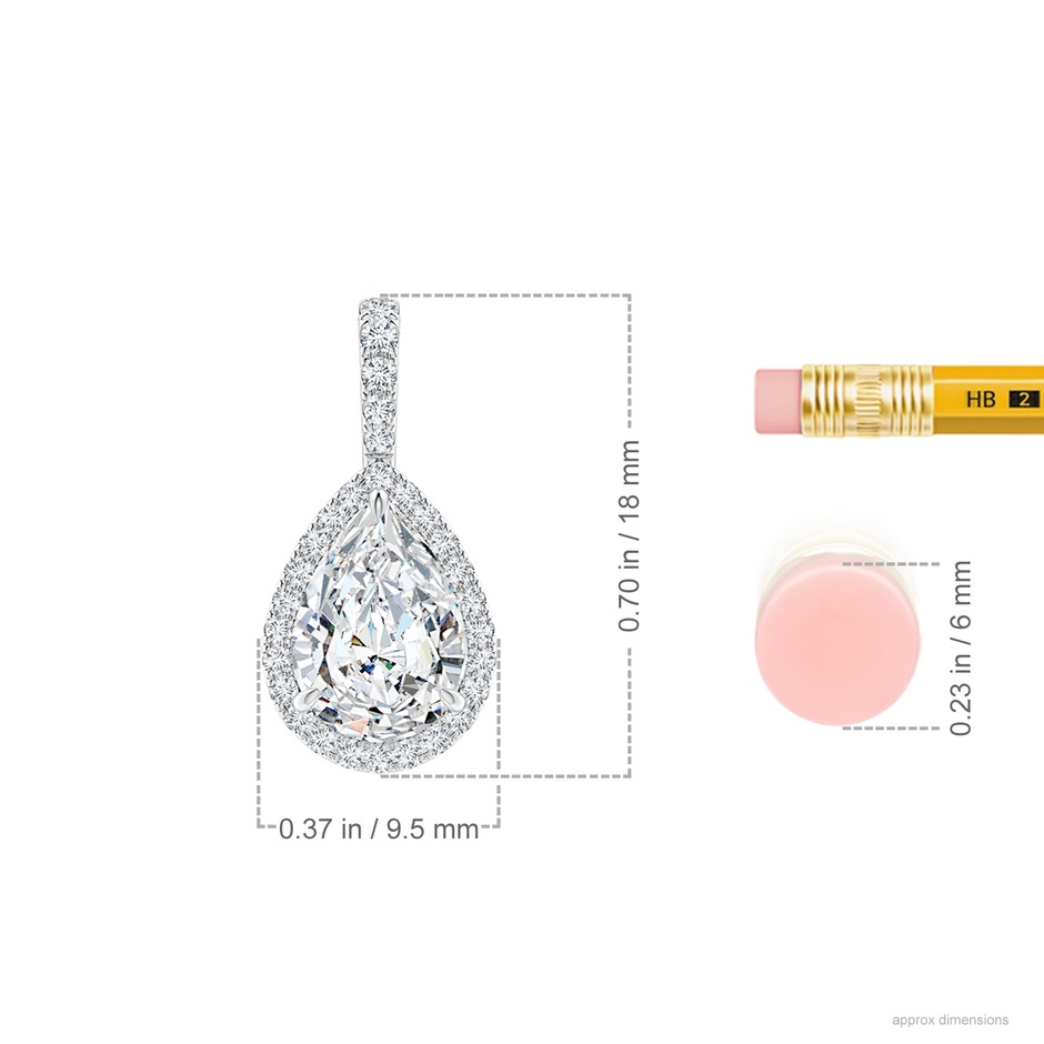 9x6mm FGVS Lab-Grown Diamond Teardrop Pendant with Halo in P950 Platinum ruler