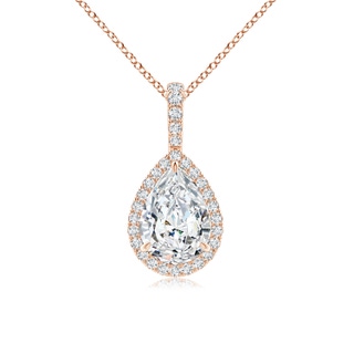 9x6mm FGVS Lab-Grown Diamond Teardrop Pendant with Halo in Rose Gold