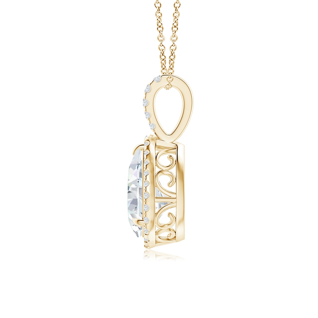 9x6mm FGVS Lab-Grown Diamond Teardrop Pendant with Halo in Yellow Gold Side 199
