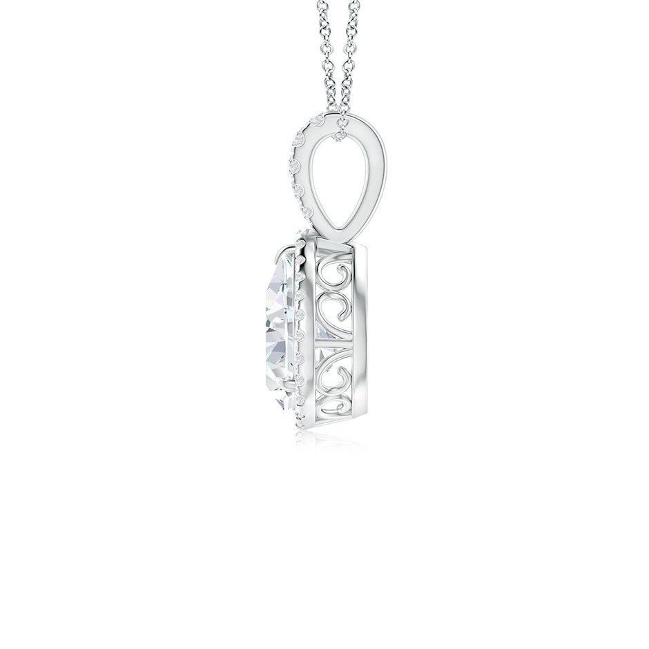 9x7mm FGVS Lab-Grown Diamond Teardrop Pendant with Halo in P950 Platinum side 199