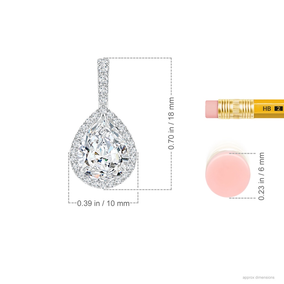 9x7mm FGVS Lab-Grown Diamond Teardrop Pendant with Halo in P950 Platinum ruler