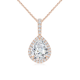 9x7mm FGVS Lab-Grown Diamond Teardrop Pendant with Halo in Rose Gold