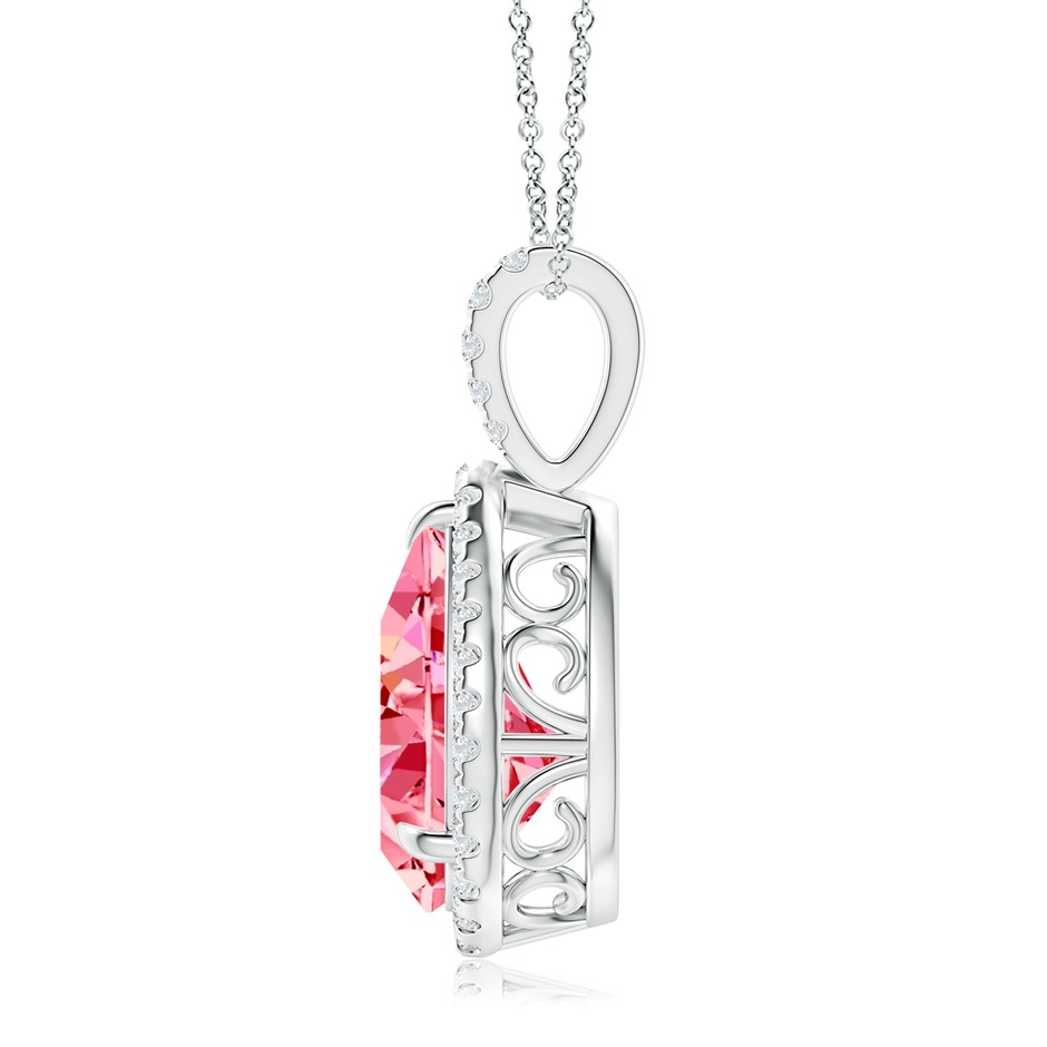 12x8mm Labgrown Lab-Grown Fancy Intense Pink Diamond Teardrop Pendant with Halo in White Gold side 199