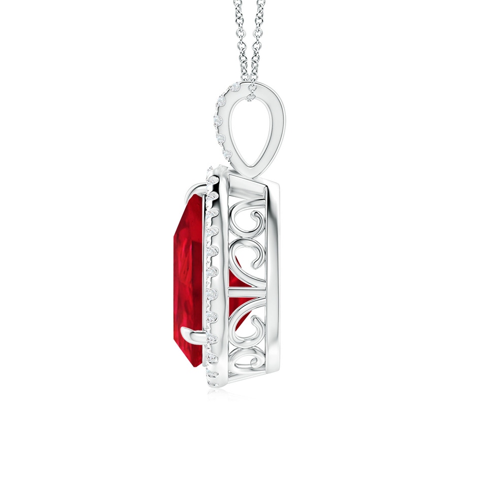 14x10mm Labgrown Lab-Grown Ruby Teardrop Pendant with Lab Diamond Halo in White Gold side 199