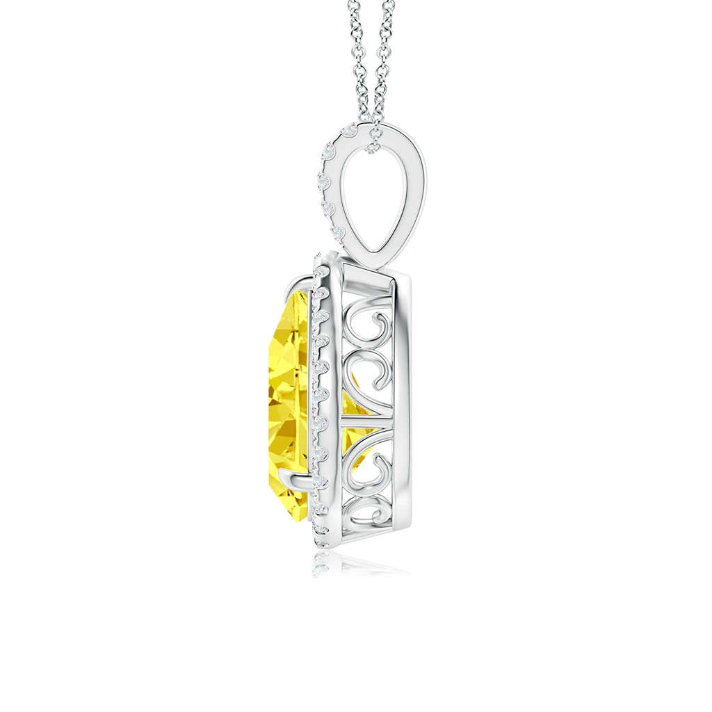 12x8mm Labgrown Lab-Grown Fancy Intense Yellow Diamond Teardrop Pendant with Halo in White Gold - side 199