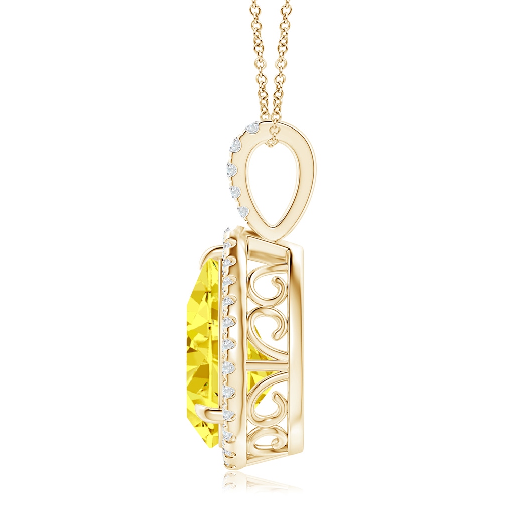 12x8mm Labgrown Lab-Grown Fancy Intense Yellow Diamond Teardrop Pendant with Halo in Yellow Gold - side 199