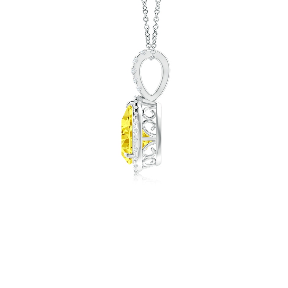 7x5mm Labgrown Lab-Grown Fancy Intense Yellow Diamond Teardrop Pendant with Halo in P950 Platinum side 199
