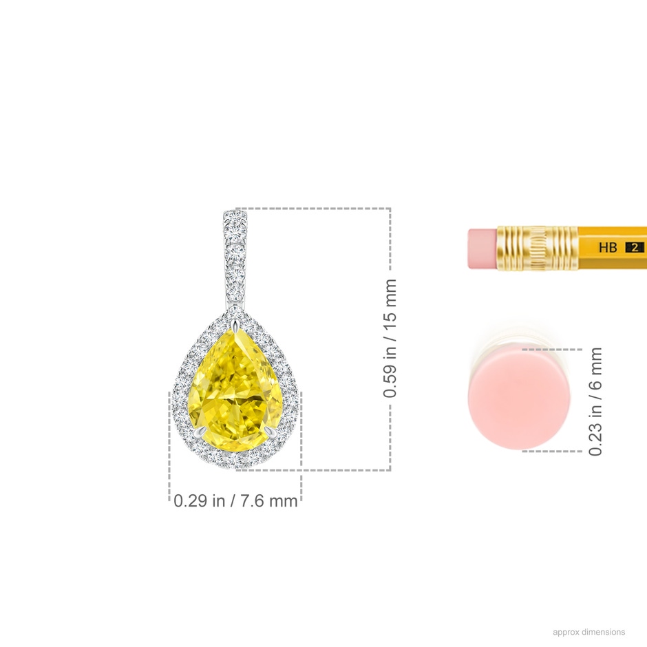 7x5mm Labgrown Lab-Grown Fancy Intense Yellow Diamond Teardrop Pendant with Halo in P950 Platinum ruler