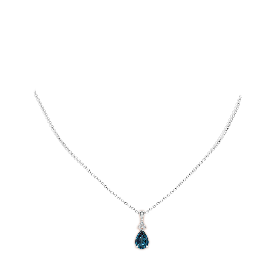 10x7mm Labgrown Claw-Set Lab-Grown Alexandrite Drop Pendant with Trio Diamonds in 18K White Gold pen