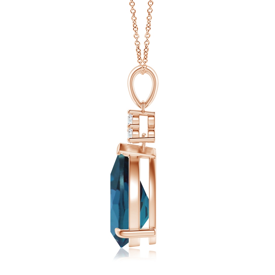12x8mm Labgrown Claw-Set Lab-Grown Alexandrite Drop Pendant with Trio Diamonds in Rose Gold side 199