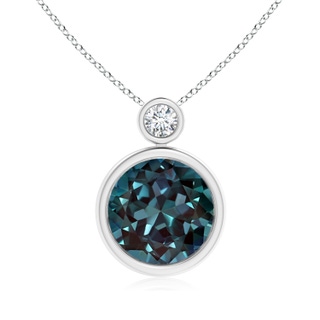 10mm Labgrown Bezel-Set Lab-Grown Alexandrite Solitaire Pendant with Diamond in P950 Platinum