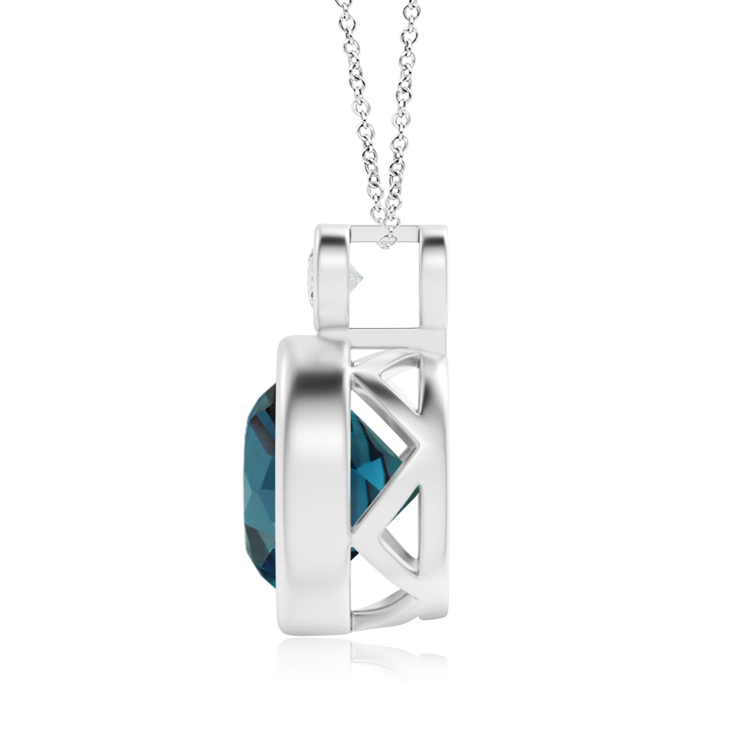 10mm Labgrown Bezel-Set Lab-Grown Alexandrite Solitaire Pendant with Diamond in P950 Platinum