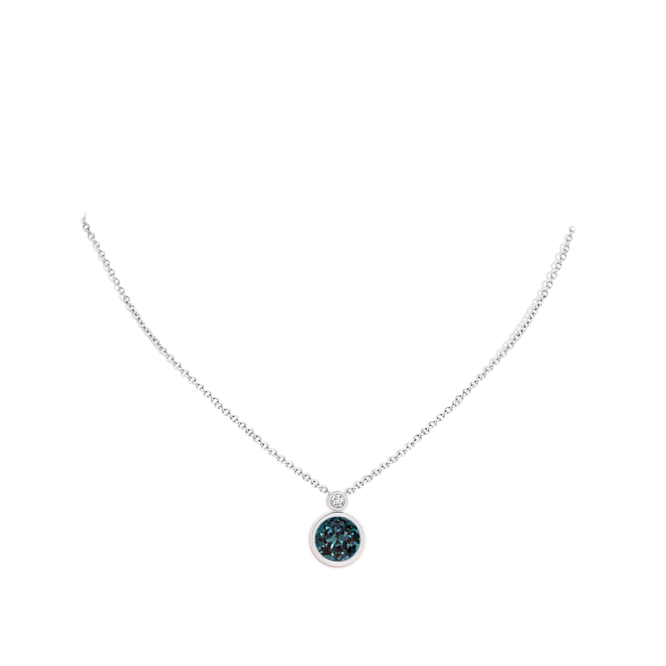 10mm Labgrown Bezel-Set Lab-Grown Alexandrite Solitaire Pendant with Diamond in P950 Platinum pen